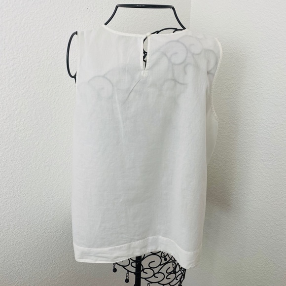 LOFT M EMBROIDERED SLEEVELESS white blouse - Picture 5 of 7